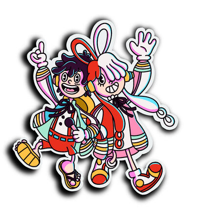 Luffy and Uta Dance Sticker